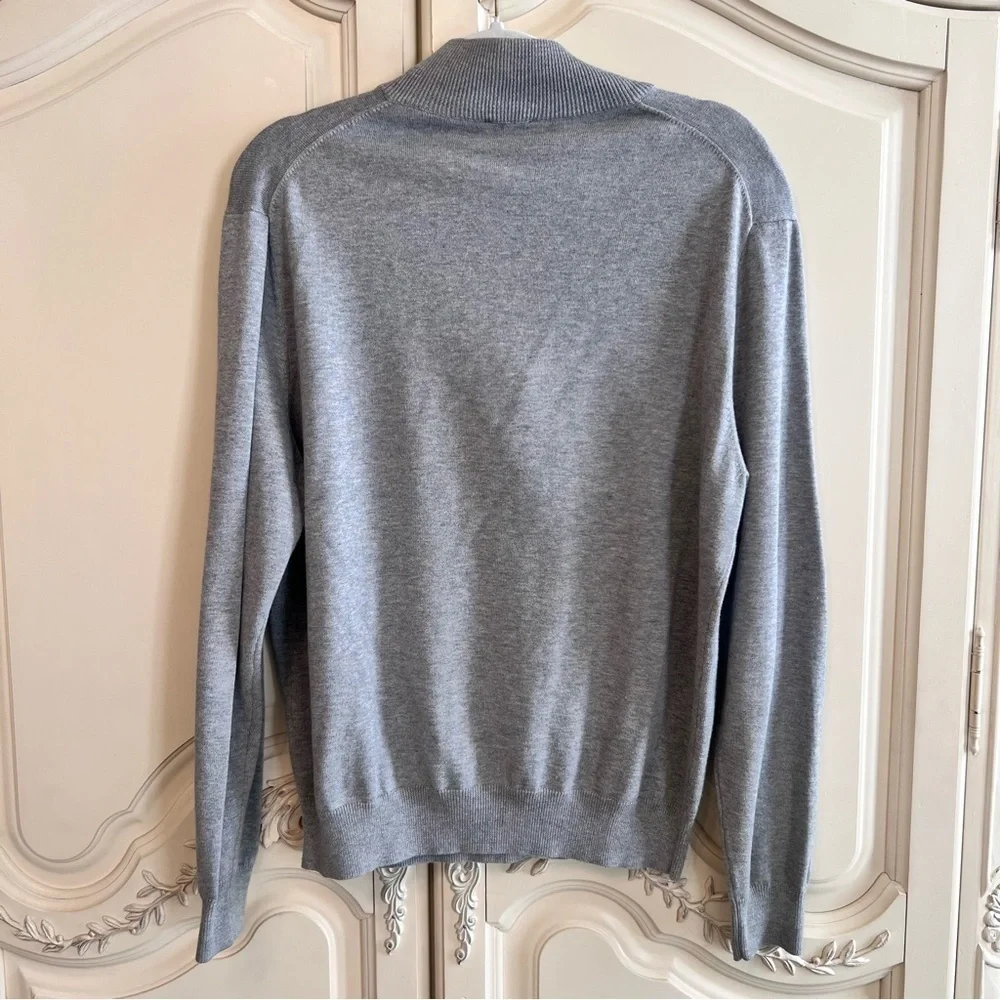 Joseph A. Bank Pima Cotton Quarter Zip Business Casual Sweater, Gray, Medium - Picture 8 of 11